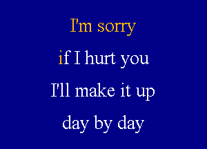 I'm sorry
if I hurt you

I'll make it up

day by day