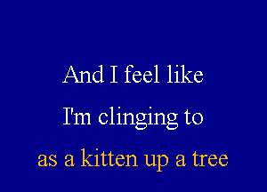 And I feel like

I'm clinging to

as a kitten up a tree