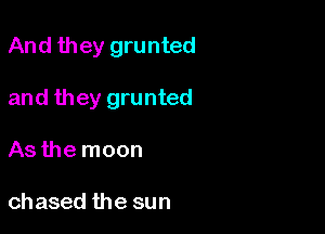 And they grunted

and they grunted
As the moon

chased the sun