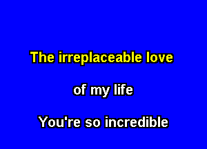 The irreplaceable love

of my life

You're so incredible