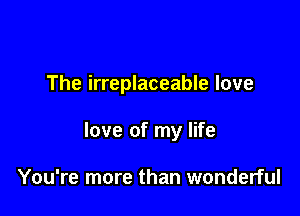 The irreplaceable love

love of my life

You're more than wonderful