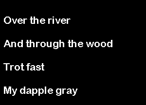 Over the river
And through the wood

Trot fast

My dapple gray