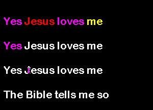 Yes Jesus loves me

YesJesus loves me

Yes Jesus loves me

The Bible tells me so