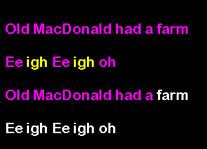 Old MacDonald had a farm
Ee igh Ee igh oh

Old MacDonald had a farm

Ee igh Ee igh oh