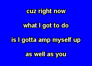 cuz right now

what I got to do

is I gotta amp myself up

as well as you