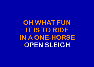OH WHAT FUN
ITISTO RIDE

IN A ONE-HORSE
OPEN SLEIGH