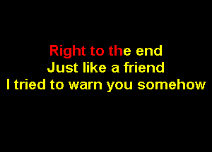 Right to the end
Just like a friend

I tried to warn you somehow