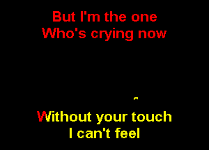 But I'm the one
Who's crying now

F

Without your touch
I can't feel
