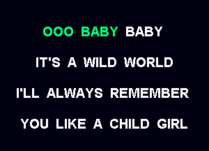 000 BABY BABY

IT'S A WILD WORLD

I'LL ALWAYS REMEMBER

YOU LIKE A CHILD GIRL