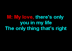 MI My love, there's only
you in my life

The only thing that's right