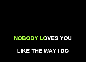 NOBODY LOVES YOU

LIKE THE WAY I DO