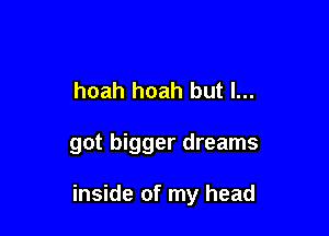 hoah hoah but I...

got bigger dreams

inside of my head