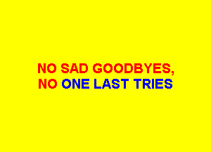 NO SAD GOODBYES,
NO ONE LAST TRIES