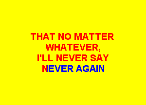 THAT NO MATTER
WHATEVER,
I'LL NEVER SAY
NEVER AGAIN