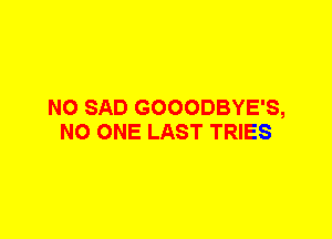 N0 SAD GOOODBYE'S,
NO ONE LAST TRIES