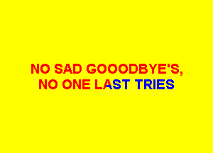 N0 SAD GOOODBYE'S,
NO ONE LAST TRIES