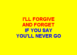 I'LL FORGIVE
AND FORGET
IF YOU SAY
YOU'LL NEVER GO