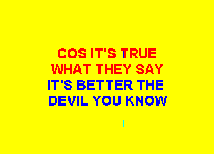 COS IT'S TRUE
WHAT THEY SAY
IT'S BETTER THE
DEVIL YOU KNOW