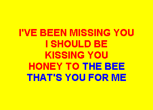 I'VE BEEN MISSING YOU
I SHOULD BE
KISSING YOU

HONEY TO THE BEE
THAT'S YOU FOR ME