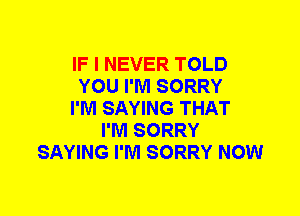 IF I NEVER TOLD
YOU I'M SORRY
I'M SAYING THAT
I'M SORRY
SAYING I'M SORRY NOW