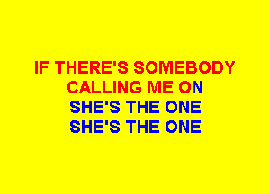 IF THERE'S SOMEBODY
CALLING ME ON
SHE'S THE ONE
SHE'S THE ONE