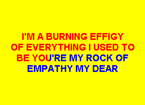 I'M A BURNING EFFIGY
0F EVERYTHING I USED TO
BE YOU'RE MY ROCK 0F
EMPATHY MY DEAR