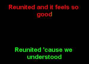 Reunited and it feels so
good

Reunited 'cause we
understood