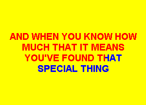 AND WHEN YOU KNOW HOW
MUCH THAT IT MEANS
YOU'VE FOUND THAT

SPECIAL THING
