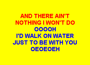 AND THERE AIN'T
NOTHING I WON'T DO
OOOOH
I'D WALK 0N WATER
JUST TO BE WITH YOU
OEOEOEH