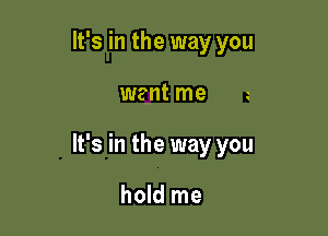 It's in the way you

want me

It's in the way you

hold me