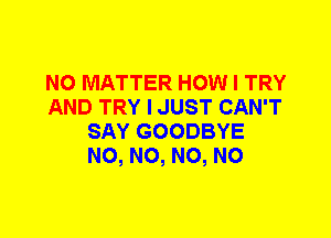 NO MATTER HOW I TRY
AND TRY I JUST CAN'T
SAY GOODBYE
N0, N0, N0, N0