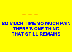 SO MUCH TIME SO MUCH PAIN
THERE'S ONE THING
THAT STILL REMAINS