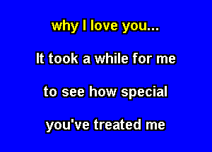 why I love you...
It took a while for me

to see how special

you've treated me