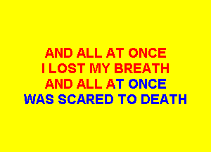 AND ALL AT ONCE

I LOST MY BREATH

AND ALL AT ONCE
WAS SCARED TO DEATH