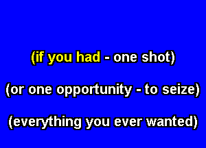 (if you had - one shot)

(or one opportunity - to seize)

(everything you ever wanted)