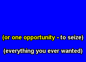 (or one opportunity - to seize)

(everything you ever wanted)