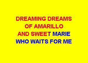 DREAMING DREAMS
OF AMARILLO
AND SWEET MARIE
WHO WAITS FOR ME