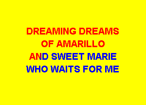 DREAMING DREAMS
OF AMARILLO
AND SWEET MARIE
WHO WAITS FOR ME