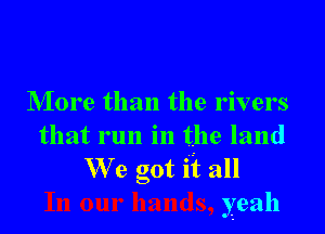 NIore than the rivers

that run in the land
We got it all
yeah