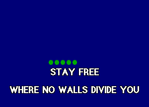 STAY FREE
WHERE N0 WALLS DIVIDE YOU