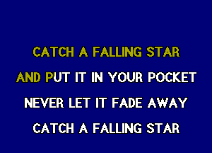 CATCH A FALLING STAR
AND PUT IT IN YOUR POCKET
NEVER LET IT FADE AWAY
CATCH A FALLING STAR