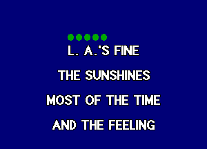 L. A.'S FINE

THE SUNSHINES
MOST OF THE TIME
AND THE FEELING