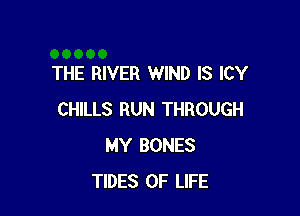 THE RIVER WIND IS lCY

CHILLS RUN THROUGH
MY BONES
TIDES OF LIFE