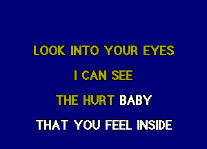 LOOK INTO YOUR EYES

I CAN SEE
THE HURT BABY
THAT YOU FEEL INSIDE