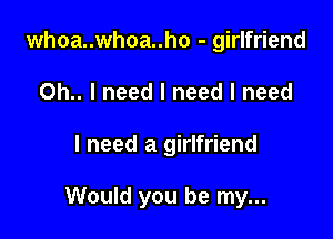 whoa..whoa..ho - girlfriend
Oh.. I need I need I need

I need a girlfriend

Would you be my...