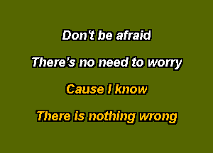 Don't be afraid
There's no need to worry

Cause I know

There is nothing wrong