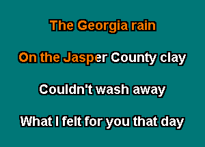 The Georgia rain

0n the Jasper County clay

Couldn't wash away

What I felt for you that day