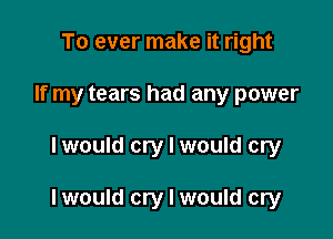 To ever make it right
If my tears had any power

I would cry I would cry

I would cry I would cry