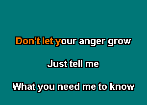 Don't let your anger grow

Just tell me

What you need me to know