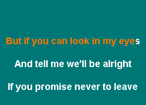 But if you can look in my eyes

And tell me we'll be alright

If you promise never to leave